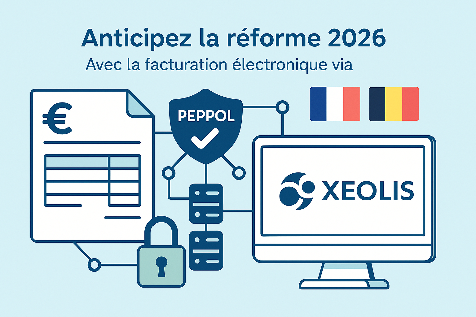 Illustration de la réforme de facturation électronique avec Xeolis et Peppol